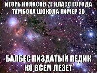 игорь колосов 2г класс города тамбова шокола номер 30 балбес пиздатый педик ко всем лезет