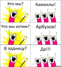 Кто мы? Камаилы! Что мы хотим? Арбузов! В задницу? Да!!!