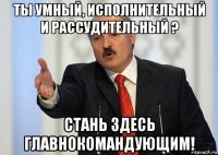 ты умный, исполнительный и рассудительный ? стань здесь главнокомандующим!