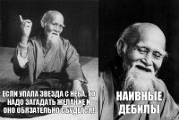 Если упала звезда с неба, то надо загадать желание и оно обязательно сбудется! Наивные дебилы