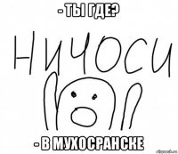 - ты где? - в мухосранске