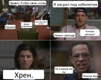 Привет, Я убил свою сестру Привет Добро пожаловать Очень рады,тебе 5 за зачет Я насрал под кабинетом Ничего, проходи Хочешь автомат? Хрен. Ну и мразь же ты Пошла вон