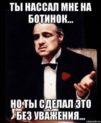 ты нассал мне на ботинок... но ты сделал это без уважения...