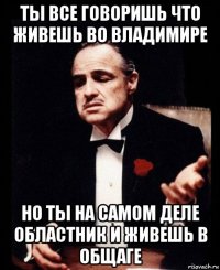 ты все говоришь что живешь во владимире но ты на самом деле областник и живешь в общаге