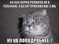 60 000 порно роликов hd в телефоне, а весит приложение 3 мб ну ка поподробнее..!