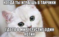 когда ты играешь в танчики где то в мире грустит один котик