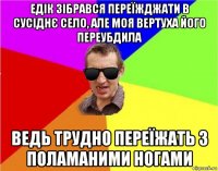 едік зібрався переїжджати в сусіднє село, але моя вертуха його переубдила ведь трудно переїжать з поламаними ногами