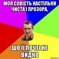 моя совість настільки чиста і прозора, шо її почті не видно