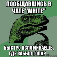 пообщавшись в чате "white" быстро вспоминаешь, где забыл топор...