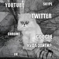 Youtube Google Twitter Vk Chrome Skype Куда зайти?   