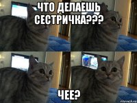 что делаешь сестричка??? чее?