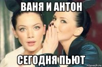 ваня и антон сегодня пьют