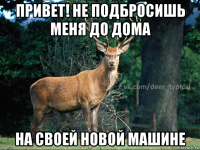привет! не подбросишь меня до дома на своей новой машине