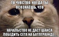 то чувство, когда ты осознаёшь, что начальство не даст шанса победить сета на батлграунде...