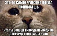 это то самое чувство когда понимаешь что ты больше никогда не увидишь джерарда и лемпарда в апл