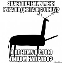 знает почему у меня рука поднята к солнцу? и почему я стою лицом направо?