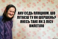 Ану сєдь пляцком. Шо літаєш ту як шершень? Якесь таке як з лісу вилетіло