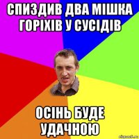 спиздив два мішка горіхів у сусідів осінь буде удачною