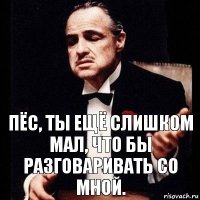 Пёс, ты ещё слишком мал, что бы разговаривать со мной.