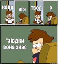 кака ага твоя ? "зівдки вона знає