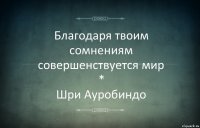 Благодаря твоим сомнениям совершенствуется мир
*
Шри Ауробиндо