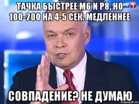 тачка быстрее м6 и р8, но 100-200 на 4-5 сек. медленнее совпадение? не думаю