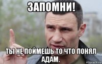 запомни! ты не поймешь то что понял адам.