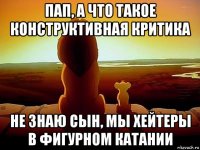 пап, а что такое конструктивная критика не знаю сын, мы хейтеры в фигурном катании