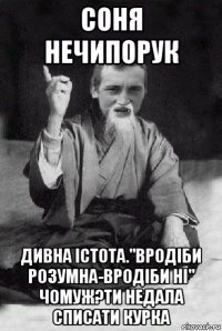 соня нечипорук дивна істота."вродіби розумна-вродіби ні" чомуж?ти недала списати курка