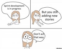 Sprint development is in progress But you still adding new stories Don't act that way