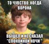 то чувство, когда ворона вышел и не сказал "спокойной ночи "