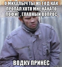 о михалыч ты же год как пропал хотя мне какато пофиг , главный вопрос водку принёс