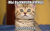 - мы выкинули курицу -??????????