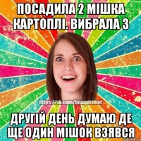 посадила 2 мішка картоплі. вибрала 3 другій день думаю де ще один мішок взявся