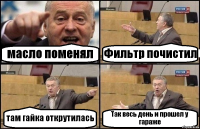 масло поменял Фильтр почистил там гайка открутилась Так весь день и прошел у гараже