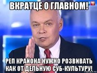 вкратце о главном! реп крайона нужно розвивать как от дельную суб-культуру!