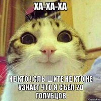 ха-ха-ха не кто ! слышите не кто не узнает что я съел 20 голубцов