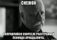 снежок поправляйся скорее,не расстраивай леонида аркадьевича.