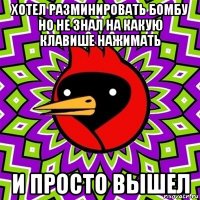 хотел разминировать бомбу но не знал на какую клавише нажимать и просто вышел