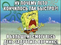 ну почему лето кончилось так быстро?! я больше не смогу весь день задротить вормикс!