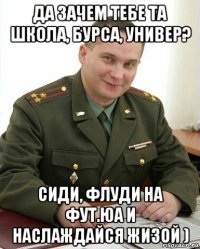 да зачем тебе та школа, бурса, универ? сиди, флуди на фут.юа и наслаждайся жизой )