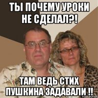 ты почему уроки не сделал?! там ведь стих пушкина задавали !!