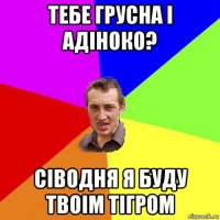 тебе грусна і адіноко? сіводня я буду твоім тігром