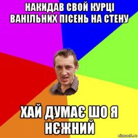 накидав свой курці ванільних пісень на стену хай думає шо я нєжний