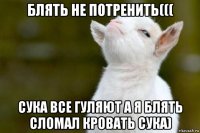 блять не потренить((( сука все гуляют а я блять сломал кровать сука)