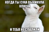 когда ты сука выкинула ключи и тебя не спалили