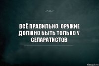 Всё правильно. Оружие должно быть только у сепаратистов