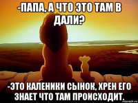 -папа, а что это там в дали? -это каленики сынок, хрен его знает что там происходит.