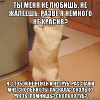 ты меня не любишь, не жалеешь, разве я немного не красив? я с тобой не нежен и не груб. расскажи мне, скольких ты ласкала? сколько рук ты помнишь? сколько губ?