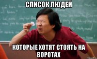 список людей которые хотят стоять на воротах